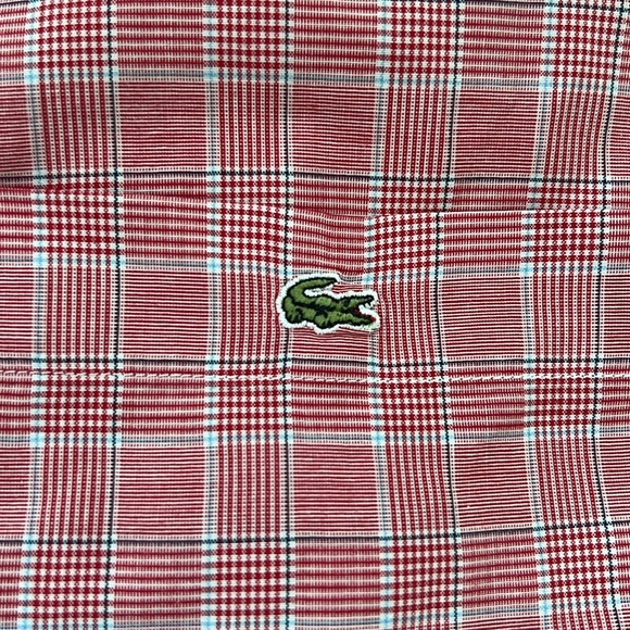 LACOSTE Plaid Button Down Shirt Size 45 / XL Red Blue - Picture 10 of 10